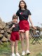亲子时装亲子装夏装2023新款潮一家三口四口红爱心恤洋气母子母女