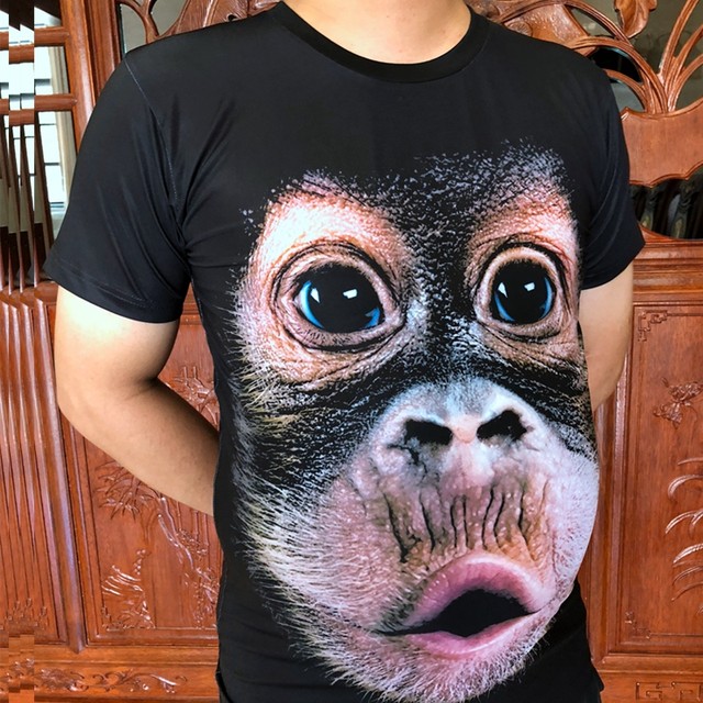 Funny orangutan 3d monkey sweat vest plus size muscle men's three-dimensional animal pattern sleeveless bottoming shirt t-shirt