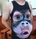 Funny Doodle Monkey 3d Gorilla Sweat Vest Fat Fat Kích thước lớn của nam giới Sáng tạo mô hình động vật ba chiều áo lót nam sát nách