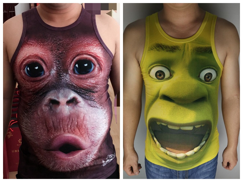 Vui Doodle Khỉ 3d Gorilla Mồ Hôi Vest Chất Béo Kích Thước Lớn của Nam Giới Sáng Tạo Ba Chiều Mô Hình Động Vật Đáy Áo Sơ Mi