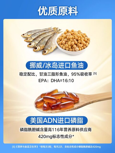 Tomson By-Health Deep Sea Fish Oil Soft Capsules Genuine Fish Liver Oil for Middle-Aged and Elderly People with Soy Lecithin