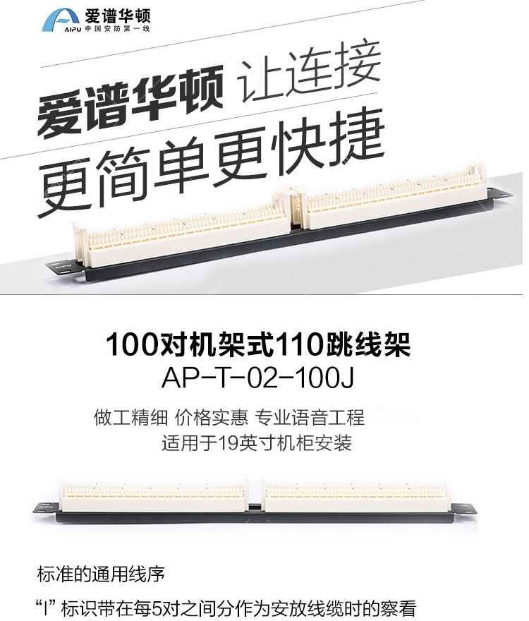 Apex Wharton Language Jumper Rack AP-T-02-100J 100 Pair RackMount 110 Jumper Rack