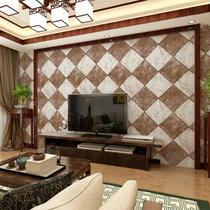 Chinese retro minimalist Wallpaper 3D geometric diamond tile marble wallpaper living room TV background wall