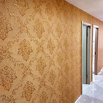 European style retro three-dimensional embossed wallpaper Brown dark gold beige light blue wallpaper living room TV background wall