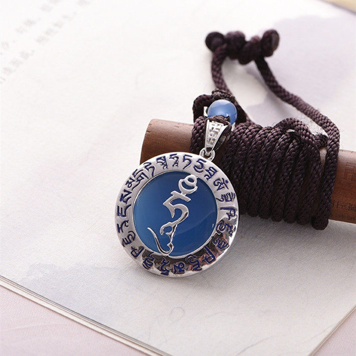 Sterling silver amulet pharmacist heart curse agate pendant yellow god of wealth necklace brand safety brand health hanging jewelry