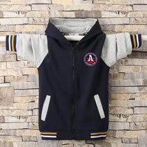 Spring and Autumn New Boys Big Boys Jacket Plus Velvet Baseball Jacket Jacket Casual Loose Version Boys Childrens Thin Velvet