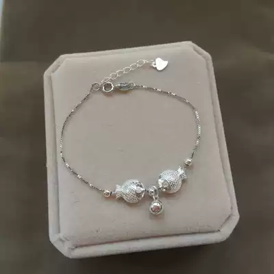 Pisces 925 sterling silver bracelet, Doudou beads student female Korean version of slender little fish best friend cute bell bracelet