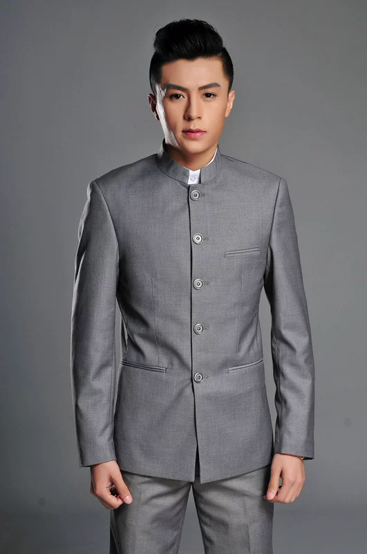 Mùa thu và mùa đông nam kinh doanh giản dị cổ áo Trung Quốc áo tang Bộ trang phục dân tộc Hàn Quốc phù hợp với thanh niên mỏng