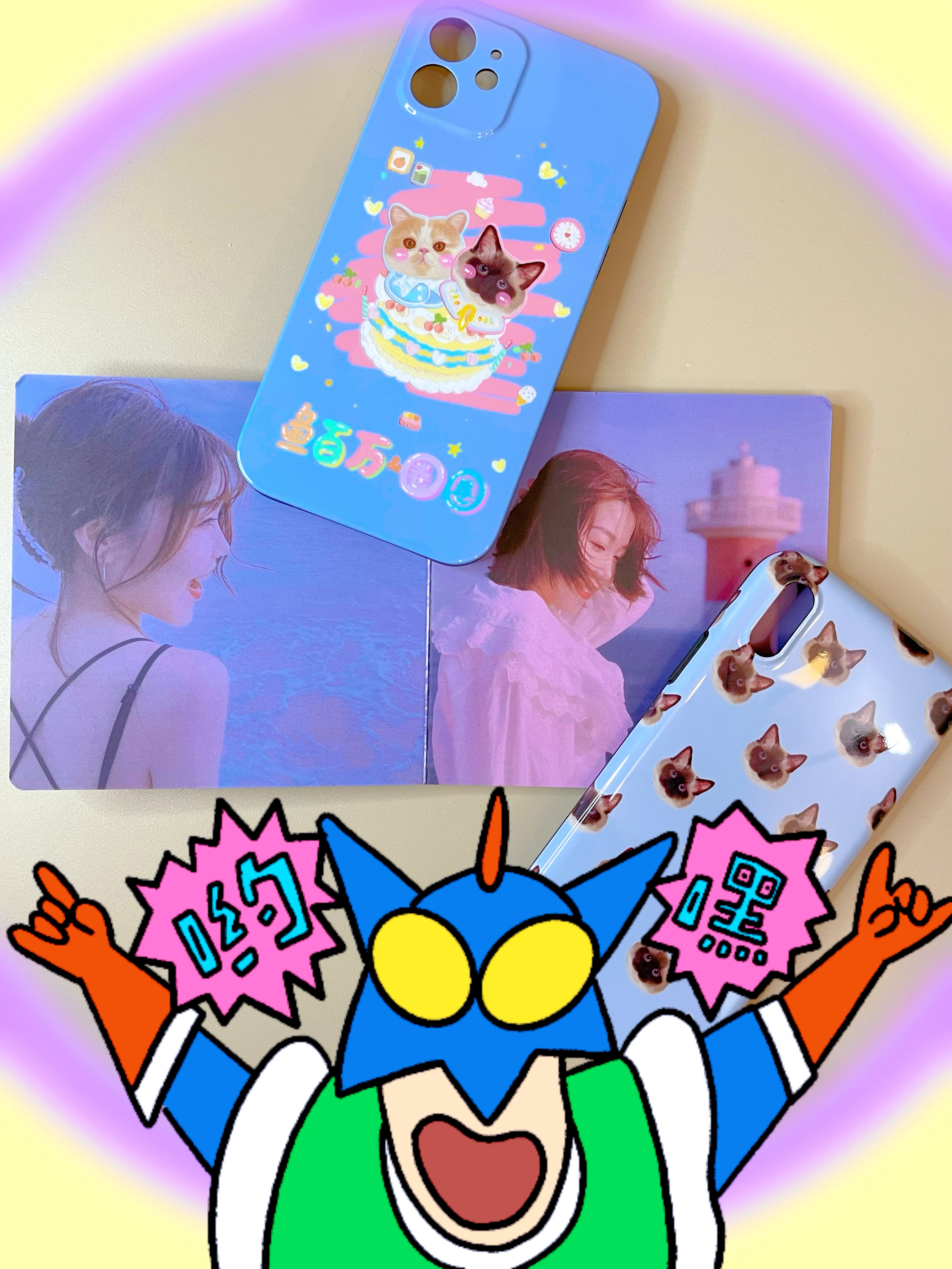 Cats and dogs come to map custom cute mobile phone case pet photo hand-painted avatar birthday commemorative gift Apple 13