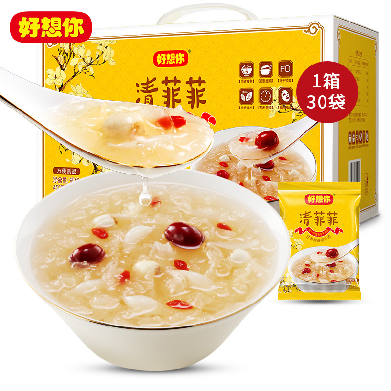 I want you to clear Feifei red dates and silver fungus Lotus seed soup 450g volume sales net Red freeze-dried silver fungus soup Brewed instant porridge