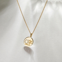 FAD Day Ensemble Light Extravagant 10K Gold Natural Diamond Hollowed-out Horseshoe Disc Gold Sheet Necklace Laminated Style Personality Refinement