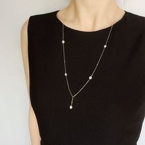 FAD Day Ensemble Light Extravagant Jewelry 10K Gold Natural Fresh Water Profiled Pearl Y Shaped Long Necklace Fur Coat Chain Delicacy