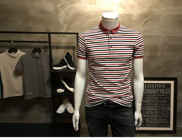 Mùa hè 2019 mới thời trang áo polo sọc nam phiên bản Hàn Quốc của áo sơ mi nhỏ Paul áo sơ mi mỏng tay ngắn ao polo