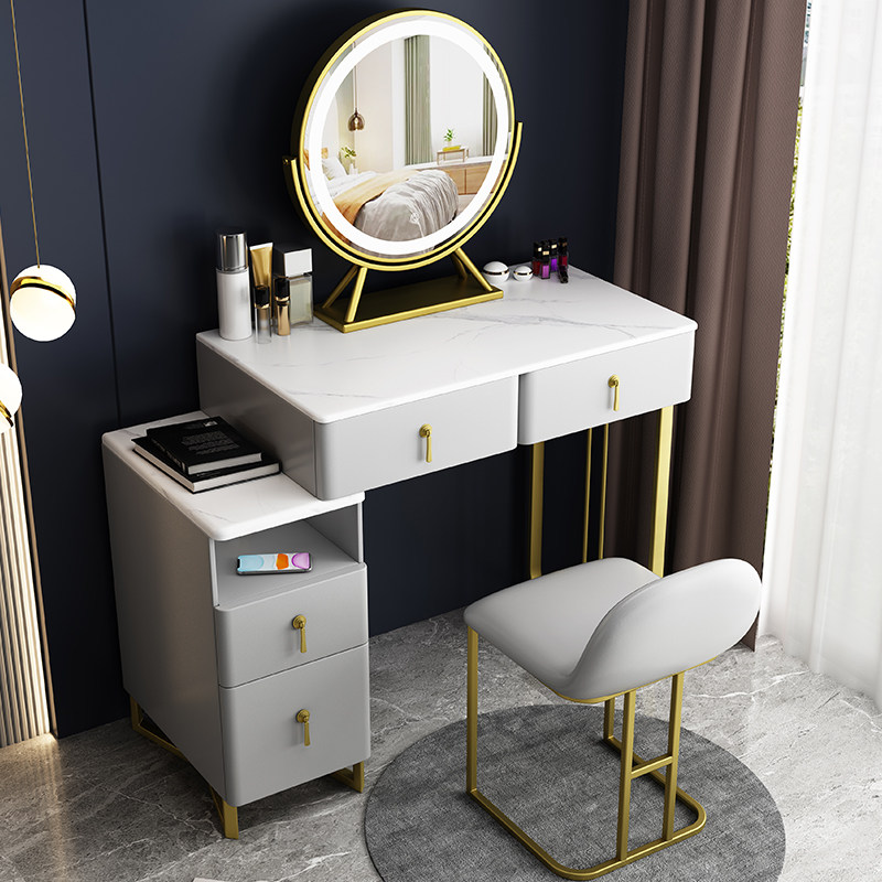 Makeup Desk Bedroom Modern Minima Small Makeup Table Containing Cabinet Integrated Light Lavish Rockboard Solid Wood Mesh Red Makeup Table