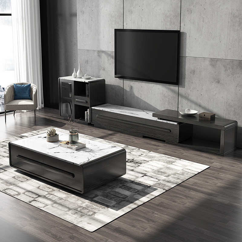 Nordic Marble Tea Table TV Cabinet Combination Flex minimalist modern Living room Small family type Fancy Light Lavish Rockboard