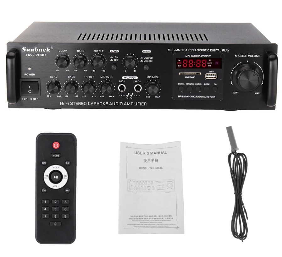 Home sound power amplifier 5-track TAV-6188E Bluetooth USB radio power amplifier high-power dual track