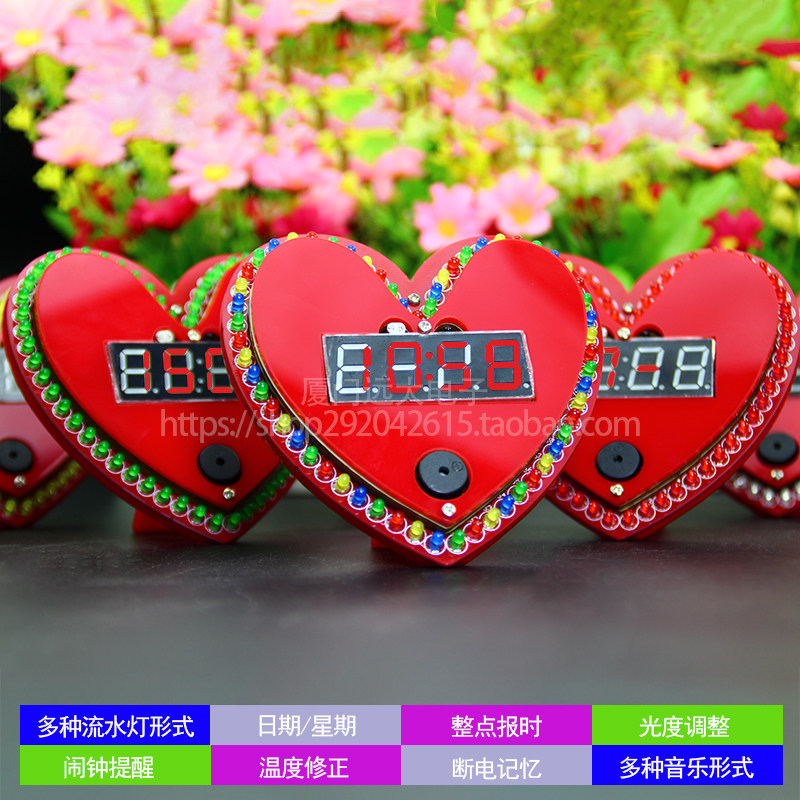 Heart - shaped music stream lamp clock production suite 51 microchip DIY electronic production welding practical training production