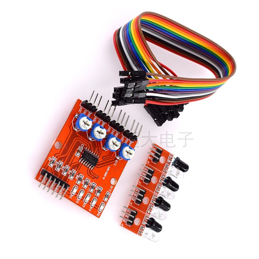 Four-way infrared detection Tracing Photoelectric Sensor Tracing Trolley Trail-Avoiding Module Black And White Line Identification