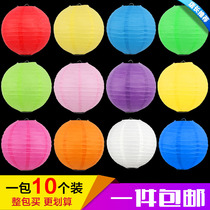 10 National Day Mid-Autumn Festival paper lantern folding ceiling decoration creative knot wedding color hanging lamp childrens portable