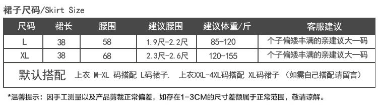 Последовательный размер потоковой юбки