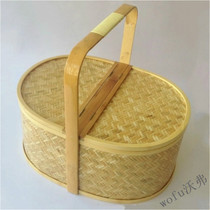 Bamboo Machinery Basket Hotel PA Cleaning Basket Handle Basket Egg - shaped Work Basket Cleaning Basket