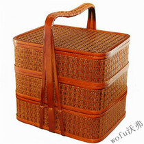 Three - story dining basket takeaway bamboo packaging lunch box delivery basket lunch basket hotel dining basket handheld multi - floor