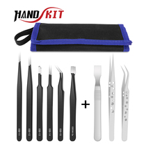 Super hard material anti-static tweezers 9-piece set elbow eagle beak stainless steel tweezers Super pointed precision tweezers