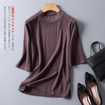 Autumn and winter new female silk round neck sleeve base shirt mulberry silk and cashmere fabric knitted top can be worn single
