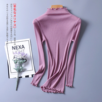 Minimalist wool swarm lady sweaters undershirt half height collar Long sleeves Knitted Sweatshirt Thread Elastic Blouse