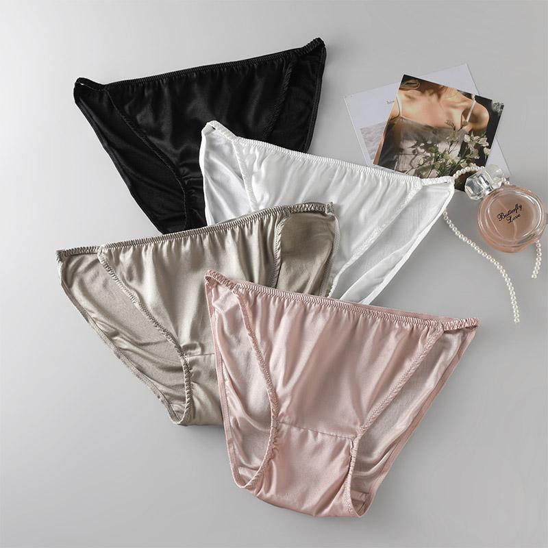 High-End Light Luxury Stretch Satin Silk Women's Underwear 100% Mulberry Silk Comfortable Hip-Hugging Low-Waist Sexy Briefs High-End Light Luxury Stretch Satin Silk Women's Underwear 100% Mulberry Silk Comfortable Hip-Hugging Low-Waist Sexy Briefs