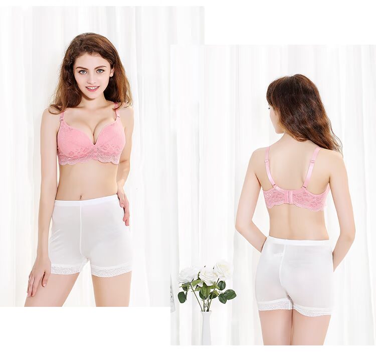Áo ngực lụa mới không có vòng thép mỏng phần ren tập hợp áo ngực nữ thoáng khí đồ lót lụa cỡ lớn áo ngực 3 dây