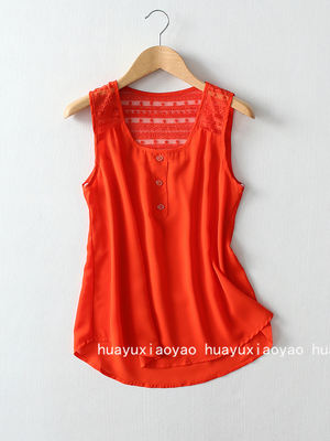Special offer for export original order lace sleeveless chiffon top, summer thin solid color vest base layer