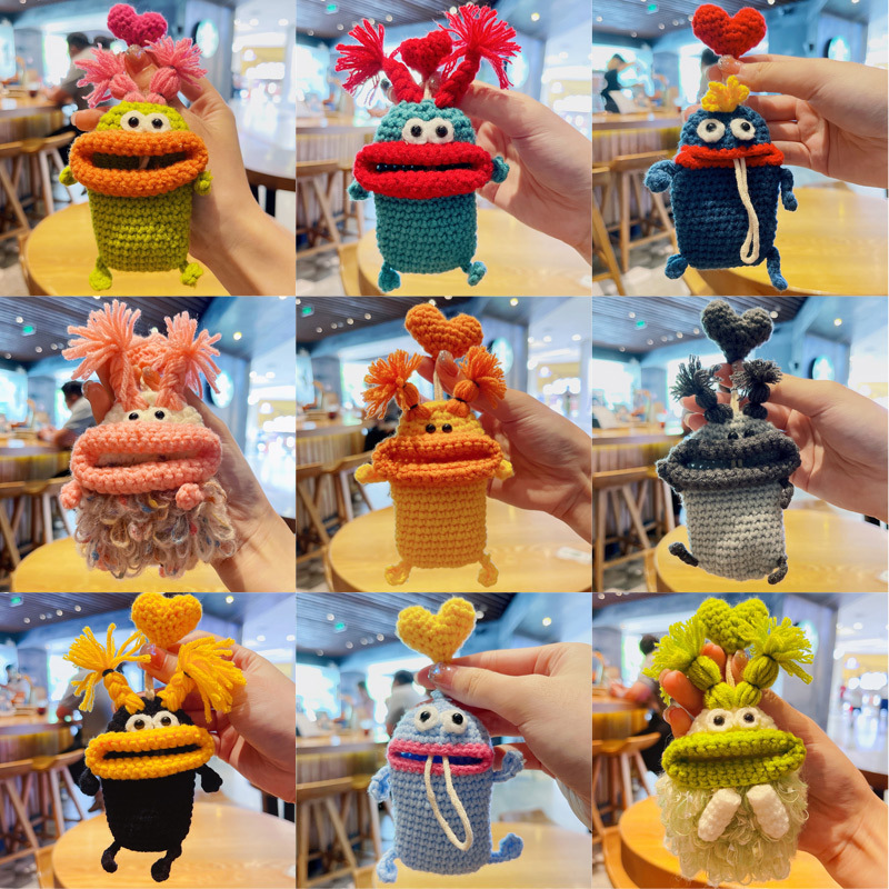 Woolen Car Key Cover, Universal Sausage-Shaped Cute Internet-Famous Key Case, Car Key Pendant, Car Key Protective Cover