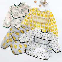 Baby Dining Hood Hood Pocket Long Sleeve Waterproof Anti-Dirty Eating Clothes Men And Women Children Draw Protective Clothing Anti-Baby Apron