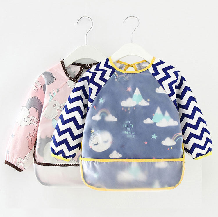 Autumn-winter children's purse long-sleeved baby meals waterproof anti-dirty anti-wear baby pure cotton surrounding hood male and female child apron