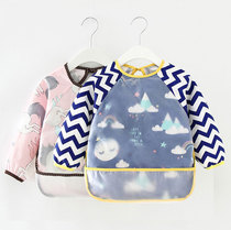 Autumn-winter children hood clothes long sleeves baby eat waterproof anti-dirty anti-wear baby pure cotton surrounding hood male and female child apron