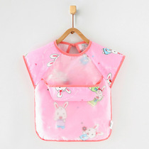 Childrens hood short sleeves Anti-wear waterproof anti-dirty male and female baby baby Eat Apron for drawing and clothing Dining Hood