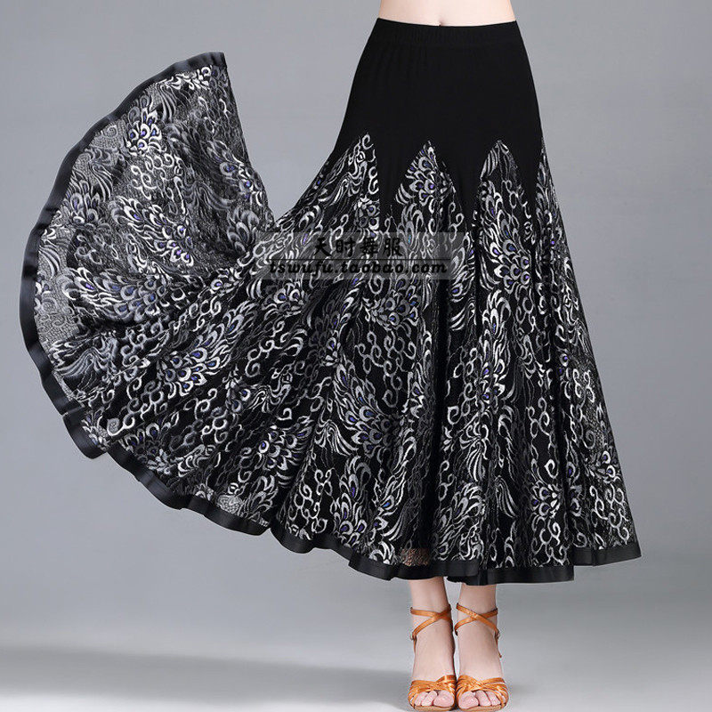 Silver Thread Phoenix Flowers Morden Dance Dress Woman Waltz Dance Dress National Standard Dance Dress Slow Four Dance Dress Square Social Dance Dress