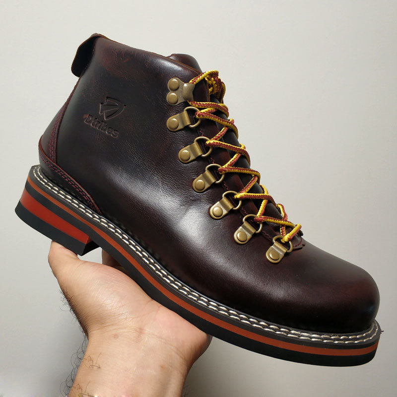 Goodyear High-Top Work Shoes Men's Mountain Light Cowhide Thickened Waterproof Cycling Boots Outdoor Hiking Shoes Martin Boots