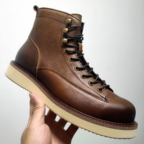 Ami Hangqi High Help Shoes Male Martin Boots Cow Leather Waterproof Outdoor Casual Shoes Hand-rubbed Retro Shoes