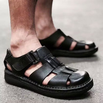 Foreign Trade summer hand leather outdoor outdoor sandals leisure shoes beach shoes magic stick lightweight soft sole shoes