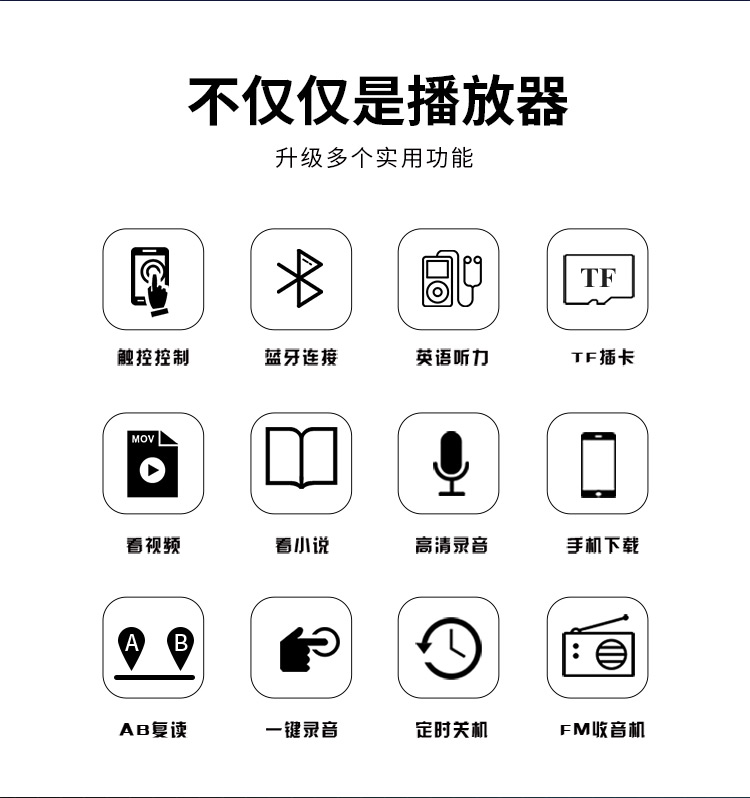 máy nghe nhạc có bluetooth Ring H-R320 Phiên bản Bluetooth phát hành máy nghe nhạc mp3 ghi âm học sinh Walkman touch card tiếng Anh - Máy nghe nhạc mp3 máy nghe nhạc ruizu h1