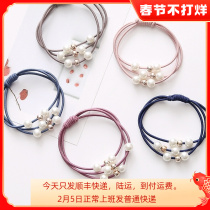 Korean version of pearl hair band hair band string bead three-in-one knot head rope factory outlet