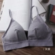 Bralette Pháp không có vòng thép nhỏ ngực thoải mái áo ngực màu tinh khiết cô gái áo ngực tam giác cúp sâu V sexy - Push Up Bras