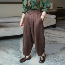 The harbor wind memory back to 80s fragrant cloud yarn mulberry silk real silk display slim width leg pants tightness waist and western clothing pants