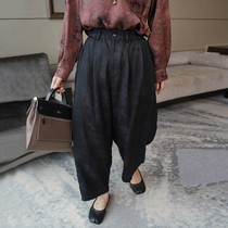 Rhythmic beauty pearl satin cloud yarn mulberry silk black casual long pants flowing by the notes of Bach