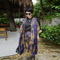 Beauty God in the earthly Hair Song-Jin reliquary series Retro Noble Cavities REAL SILK LONG Windcoat Jacket Woman