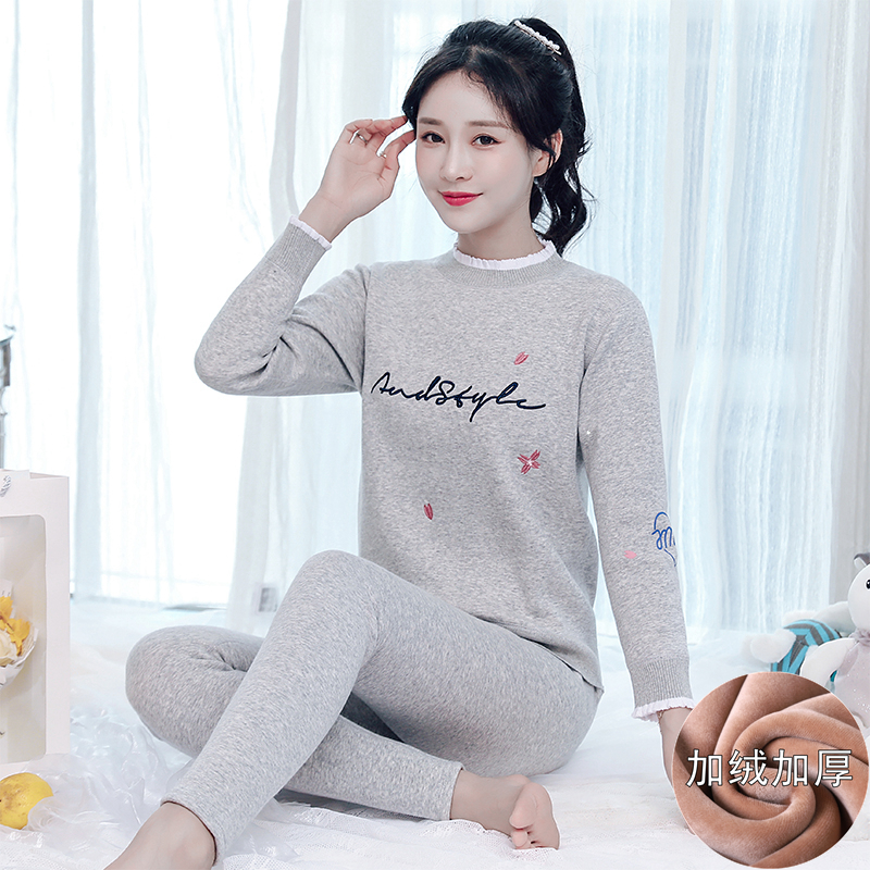 Heating Clothes Lady Gushed Undershirt Thickened Autumn Clothes Sanitary Pants Suit Junior High Middle School Raw Girl Cotton Jersey Pants