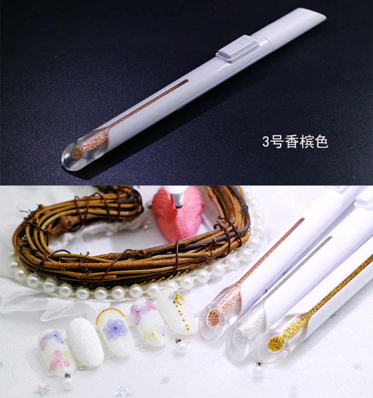 Nhật Bản nhỏ thép bi làm móng tay bút bút bi bút đinh tán nhỏ chấm dụng cụ làm móng tay bằng vàng và bạc bút bi 3 màu - Công cụ Nail kìm cắt móng chân