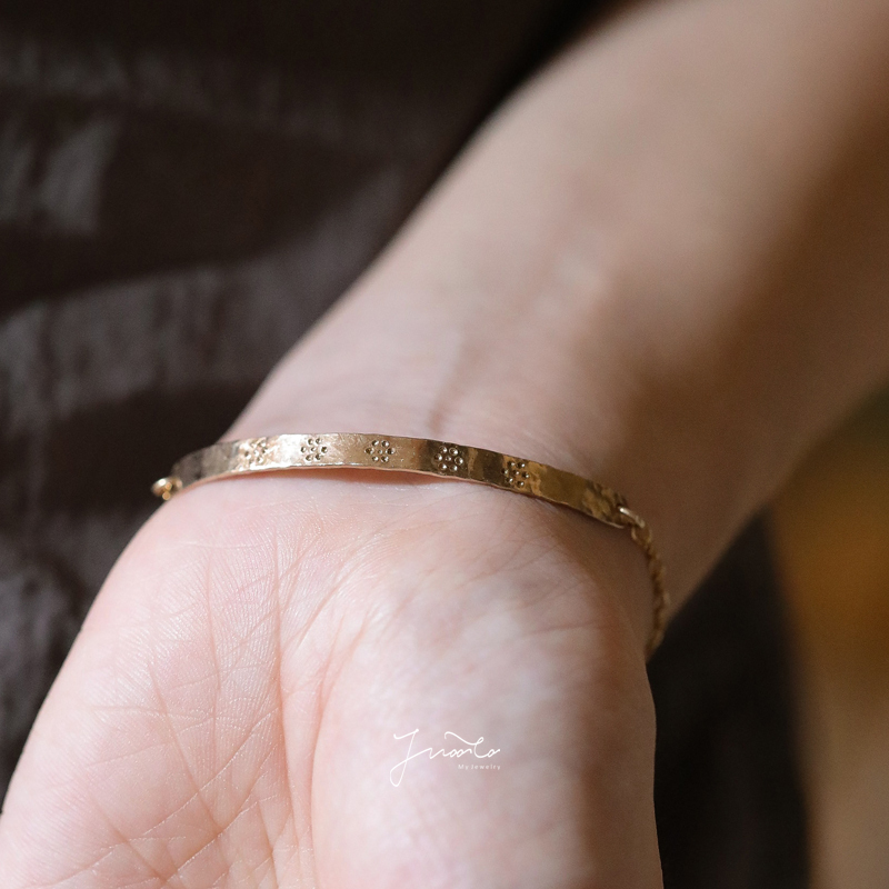 Jwooco Original Design Handmade Jewelry 14K Gold Injection Wide Version Half Bracelet Women's Wide Version K Gold Bracelet Women's Bracelet